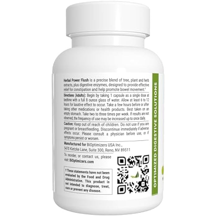 BIOptimizers Herbal Power Flush - Extra Strength Digestive Cleanse - Eliminate Toxins Improve Bowel Digestion - Bloating Discomfort Relief for Adults - 90 Capsules - Image 2