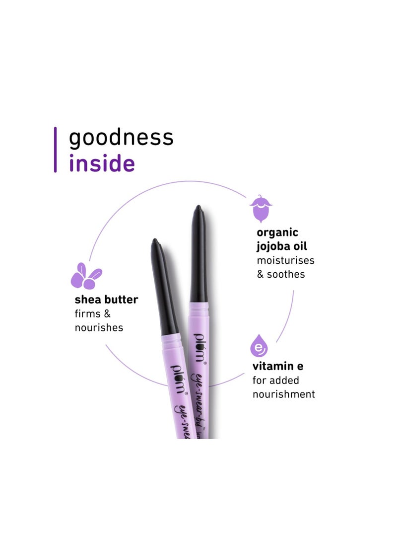 Plum Eye-Swear-By everyday wear kajal black waterproof | Creamy smooth formula | Smudge-proof | Twist up pencil | Creamy smooth glide | Long lasting eye makeup | With Vit E - Image 4