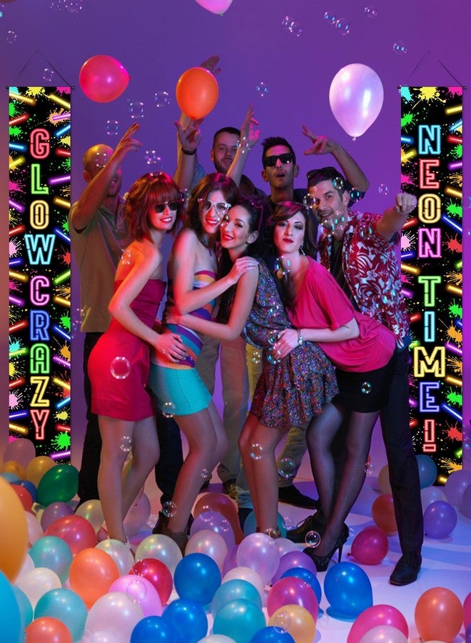 FuWeave لافتة باب مضيئة في الظلام من FuWeave، زينة حفلات الكريسماس، لافتة شرفة، علاقة باب، خلفية تصوير بإضاءة سوداء، ديكور لمستلزمات حفلات النيون، 72 × 12 بوصة (مضيئة) - Image 4