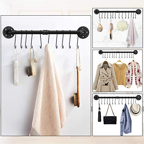 Toplife 39.4 inch Pot Rack, Kitchen Wall Mounted Detachable Pan Lid Utensils Organizer Hanging Rail with 16 Hooks, Black - Image 5