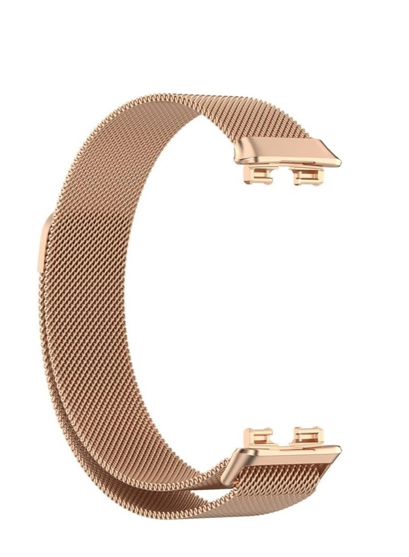 Honor / Huawei Band 9 Luxury Design Replacement Band Breathable And Waterproof, Stainless Steel Mesh Strap Magnetic Rosegold - Image 1