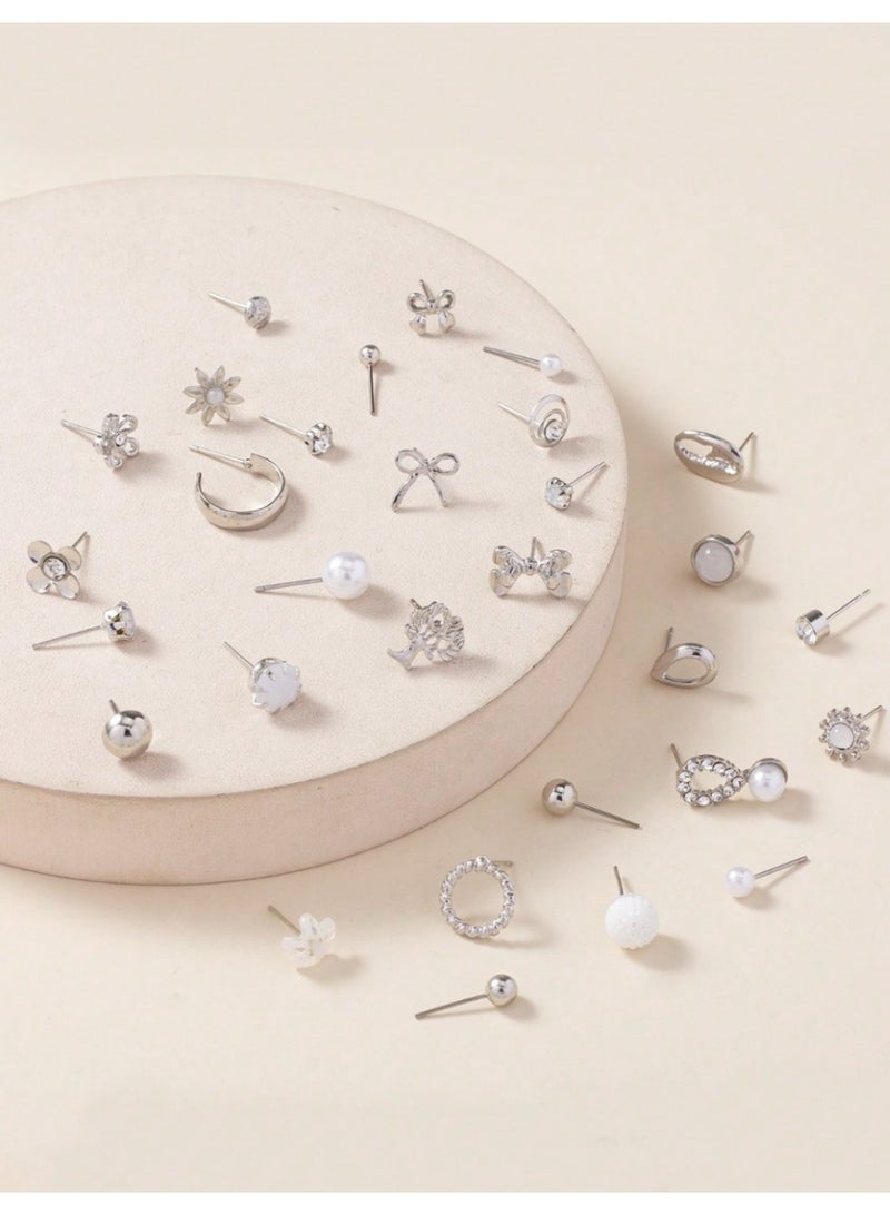 30 Pairs Thin Metal Earrings Set Inspired by Seashells, Pearls & Heart Shapes – - Image 4