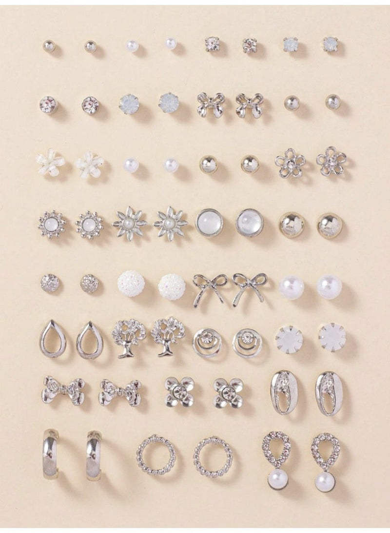 30 Pairs Thin Metal Earrings Set Inspired by Seashells, Pearls & Heart Shapes – - Image 1