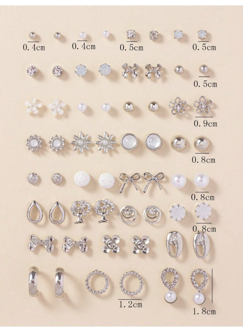 30 Pairs Thin Metal Earrings Set Inspired by Seashells, Pearls & Heart Shapes – - Image 2