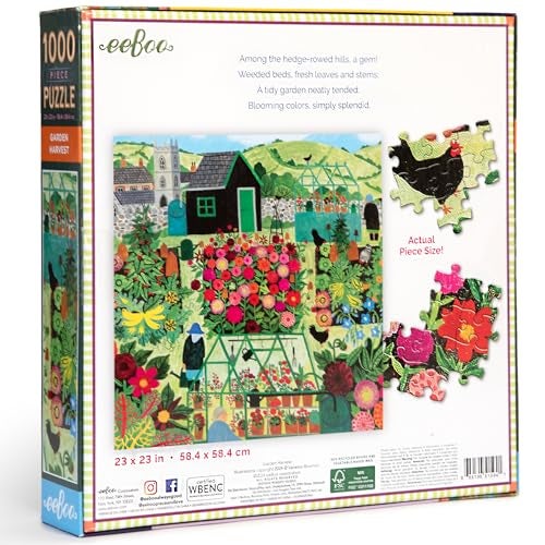 eeBoo 1000 Piece Puzzle Garden Harvest Jigsaw Puzzle for Adults Square 23 x 23 Made with Recycled Board VegetableBased Ink - Image 5