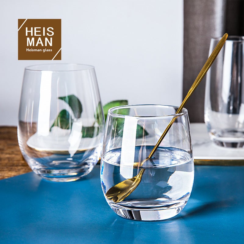 Ins Simple Crystal Glass Cup Restaurant Water Cup Heat-Resistant Egg-Shaped Cup Mousse Cup Large Capacity Juice Cup Logo(Transparent Mousse Cup-High Small, 290-560ml) - Image 5