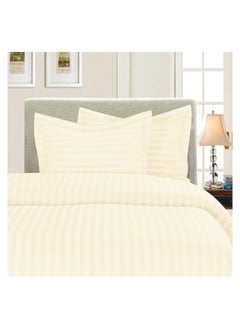 Comfy COMFY 300 TC COTTON SATIN HOTEL STRIPE 3 PC BEDSHEET SET KINGSIZE IVORY  - Image 2
