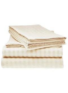 Comfy COMFY 300 TC COTTON SATIN HOTEL STRIPE 3 PC BEDSHEET SET KINGSIZE IVORY  - Image 1