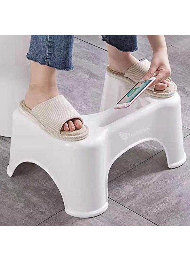 Techhark Dr'S Advise Perfect Posture Plastic Squat Potty Step Stool For Western Toilet Scientific Angle Anti Slip Anti Constipation 19 Cm Height (White)  - Image 4