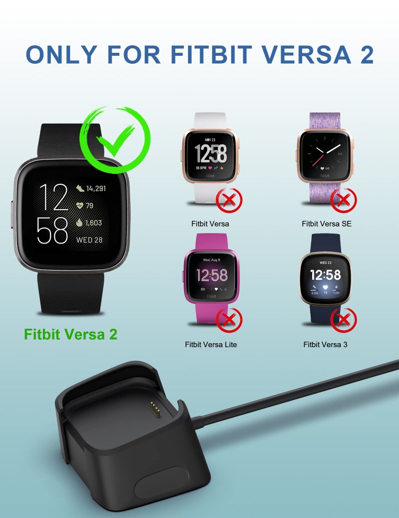 Bicmice 3.3Ft USB Charger Compatible with Fitbit Versa 2 Charger Dock Anti-Slip Replacement Smartwatch Charging Cable Stand(not for Fitbit Versa/Versa Lite) - Image 2