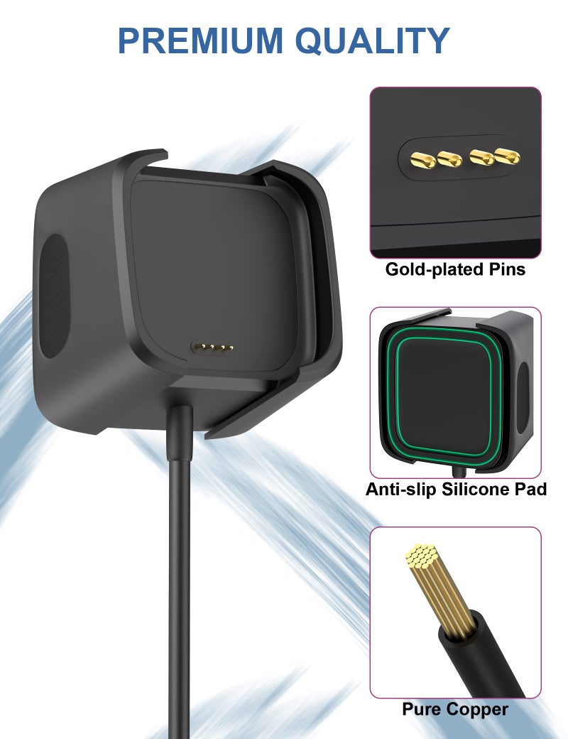 Bicmice 3.3Ft USB Charger Compatible with Fitbit Versa 2 Charger Dock Anti-Slip Replacement Smartwatch Charging Cable Stand(not for Fitbit Versa/Versa Lite) - Image 5