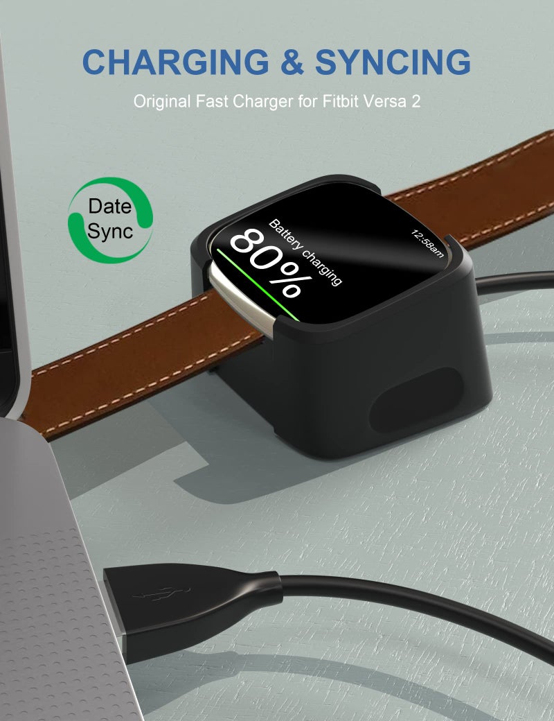 Bicmice 3.3Ft USB Charger Compatible with Fitbit Versa 2 Charger Dock Anti-Slip Replacement Smartwatch Charging Cable Stand(not for Fitbit Versa/Versa Lite) - Image 3