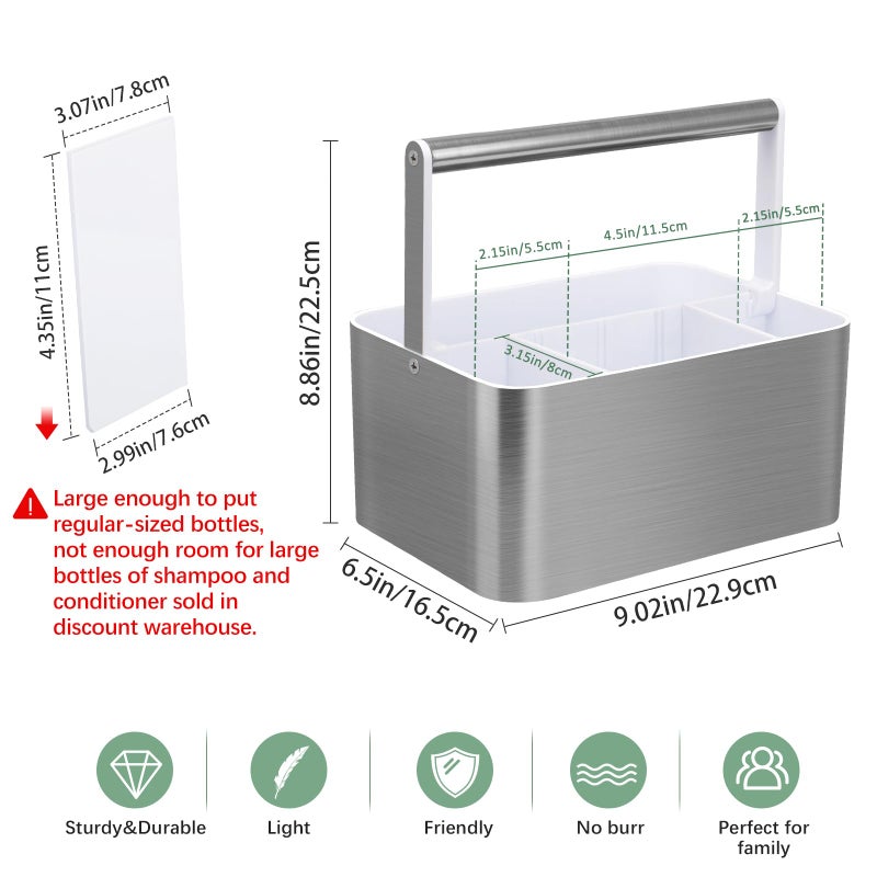 Byuner Plastic Shower Caddy Caddy - محمولة كبيرة لتخزين الحمام منظم صندوق مع مقبض ومقسم للجلسة الكلية. - Image 2