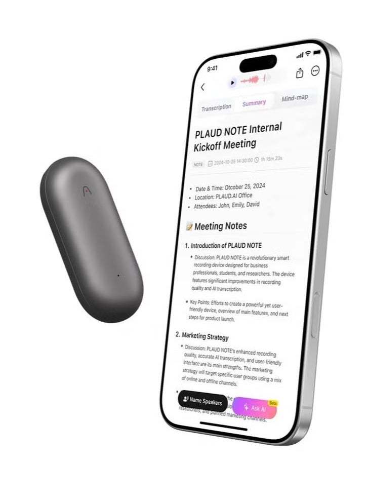 PLAUD PLAUD NOTE Smart Voice Recorder with AI Transcription – Real-Time Meeting Notes, Audio-to-Text Converter, Bluetooth Sync, App Integration – Ideal for Professionals, Students & Creators - Image 1