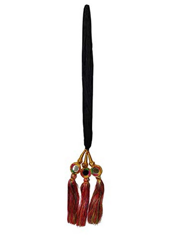 VTN Women'S Patiala Shahi Paranda/Parandi Traditional Hair Accessory Braid Tassles/Hair Extension/Choti (Black With Multi Color Hangings) - Image 4