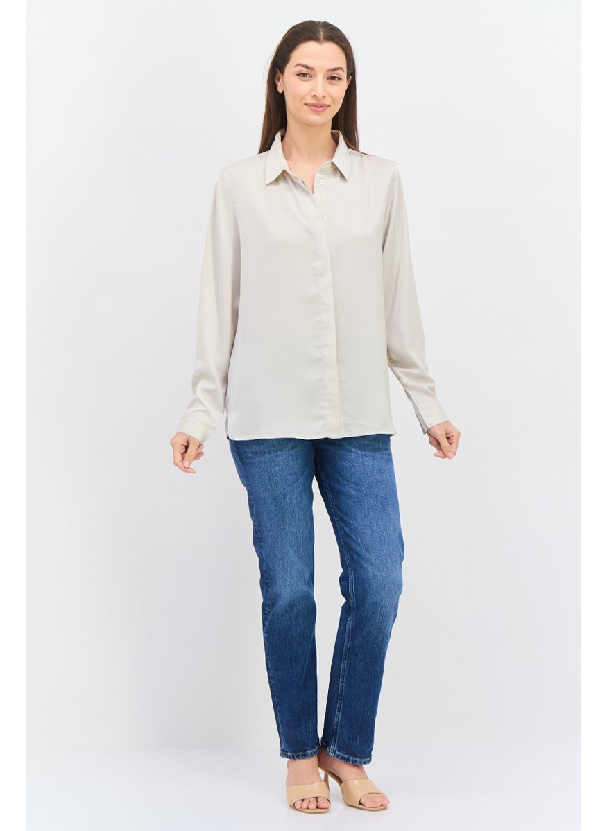 Women Pointed Collar Long Sleeves Plain Shirt, Grey - pzsku/ZB437B3143EC2396FDF9DZ/45/_/1737642642/a2af3538-d9ed-4862-b3cd-e6225a91b7d6