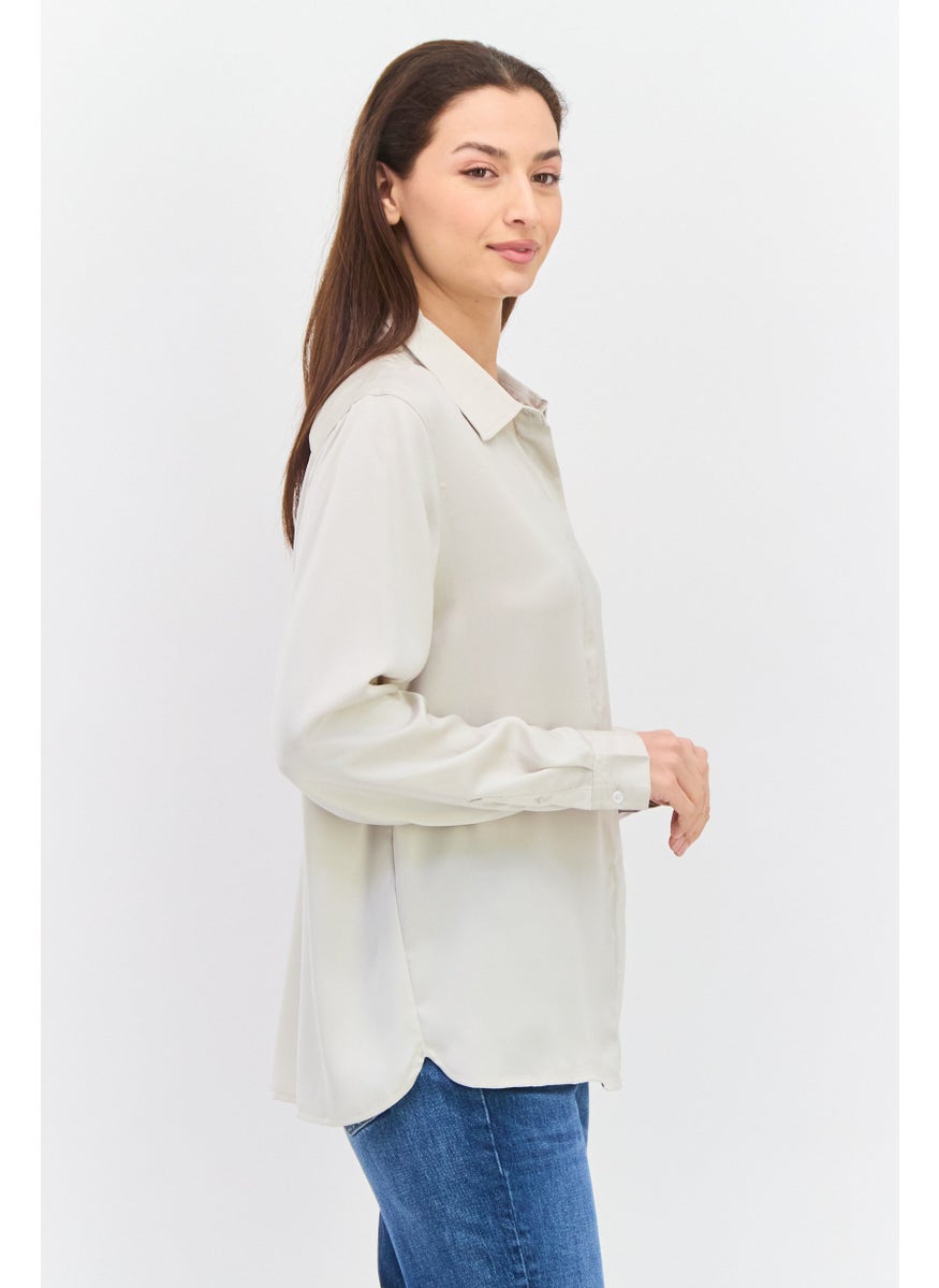 Women Pointed Collar Long Sleeves Plain Shirt, Grey - pzsku/ZB437B3143EC2396FDF9DZ/45/_/1737642667/b6f8af05-6092-45d9-b00e-620ed3faf2b9