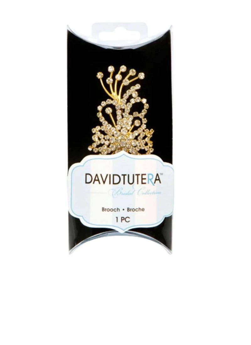 David Tutera - Gold Brooch Rhinestones Spray 4 x 1.5 inch - Image 1