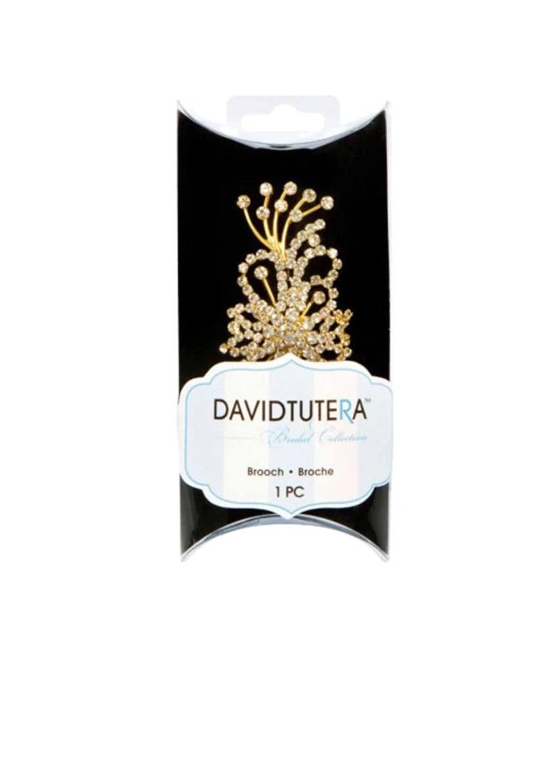 David Tutera - Gold Brooch Rhinestones Spray 4 x 1.5 inch - Image 1
