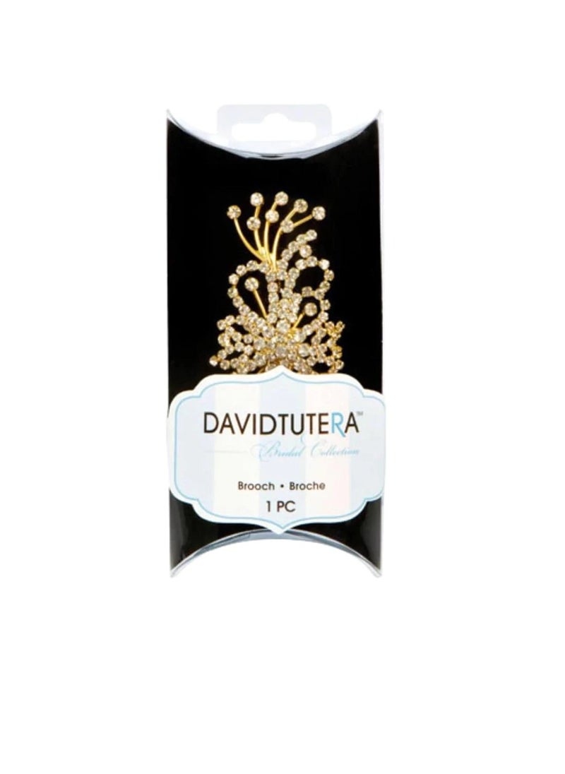 David Tutera - Gold Brooch Rhinestones Spray 4 x 1.5 inch - Image 1