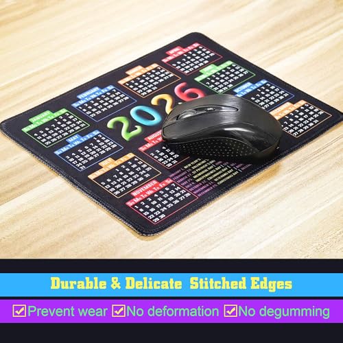 RMYMPMYX Mouse Pad with Stitched Edge, Computer Mouse Mat with Non-Slip Rubber Base, Mouse Pads for Computers Laptop Mouse 9.6x7.9x0.1 inch, (2026 Calendar Black) - Image 5