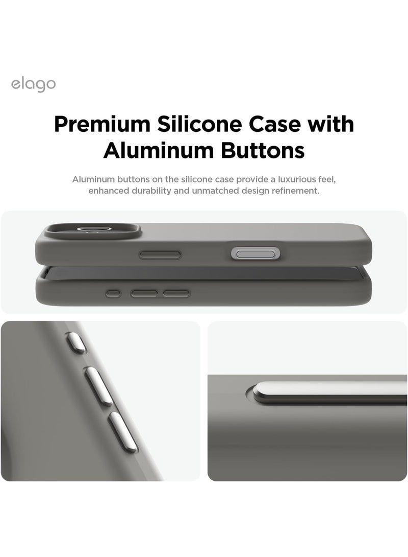 Elago Magnetic Liquid Silicone for iPhone 16 PRO Case Cover Compatible with MagSafe Shockproof - Medium Gray - Image 3