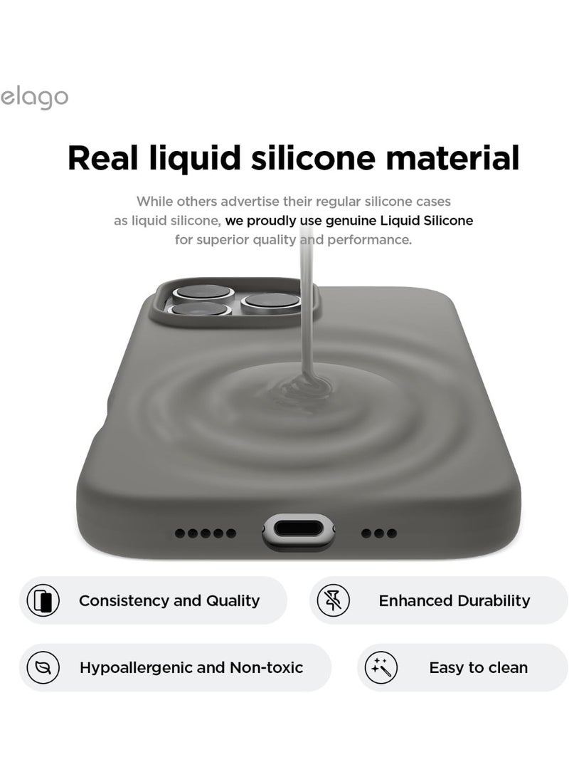 Elago Magnetic Liquid Silicone for iPhone 16 PRO Case Cover Compatible with MagSafe Shockproof - Medium Gray - Image 5