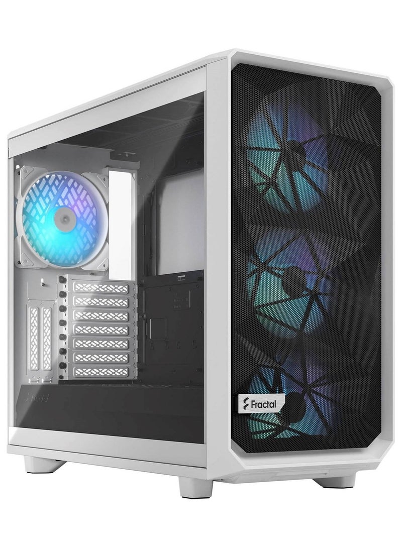 Fractal Design Meshify 2 RGB ATX Mid Tower Case, 7+2 Expansion Slots, 120/140 mm Fan Size, Up To 360mm Radiator Support, Tempered Glass Window, 3.5"/2.5" Drive Mounts, White | FD-C-MES2A-08 - Image 1