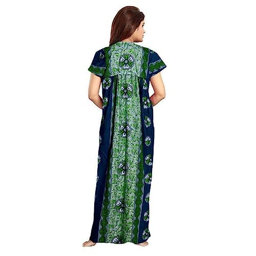 NEGLIGEE Women's Cotton Printed Maxi Nightgown Nighty for Women Ankle Length Night Dress - Pack of 2 (Free Size, Green & Blue) - Image 4