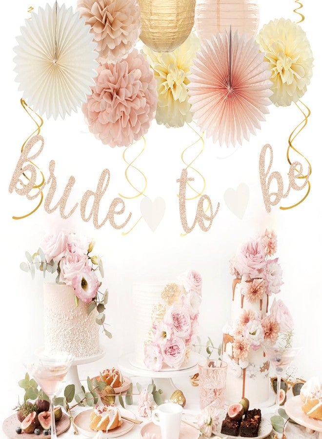 burgleda Champagne-Gold Beige Fall Bridal-Shower Party-Decorations - 36pcs Bride To Be Banner,Bachelorette Paper Lanterns,Wedding Streamers Garland,Boho Peach Tissue Pom Poms Flower Fan Decor Supplies Burgleda - Image 5