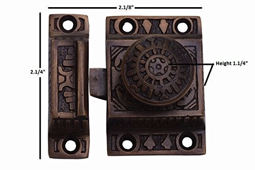 A29 Cabinet Latch, Cabinet Door Latches for Closet Kitchen Door Windsor Design, Antique Latch, Antique Brass Pulls with Latches Hardware, Solid Brass - Image 2