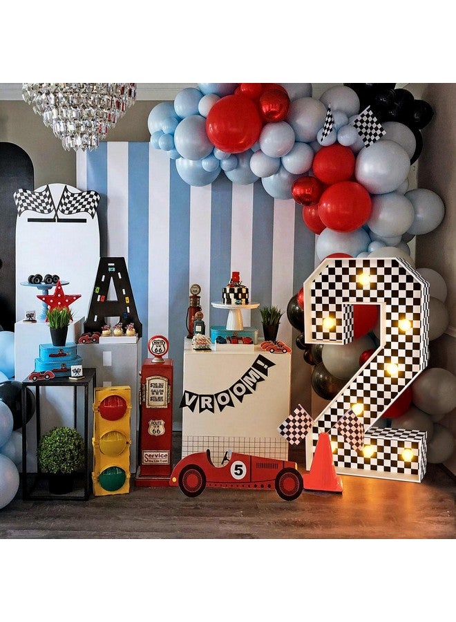 imprsv Marquee Numbers Race Car Birthday-Decorations: 3ft Large Fast One Party Decor Boy 2nd 12th Big Light Up Cardboard Number 2 - Image 2