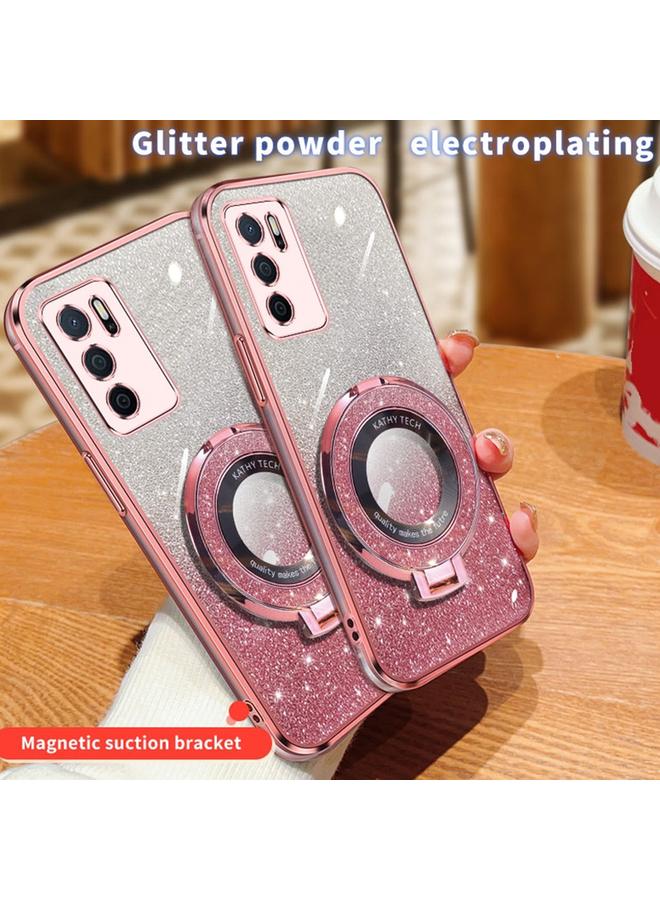 erorex Case For OPPO A16 Plated Gradient Glitter Round Holder TPU Phone Case - Image 3