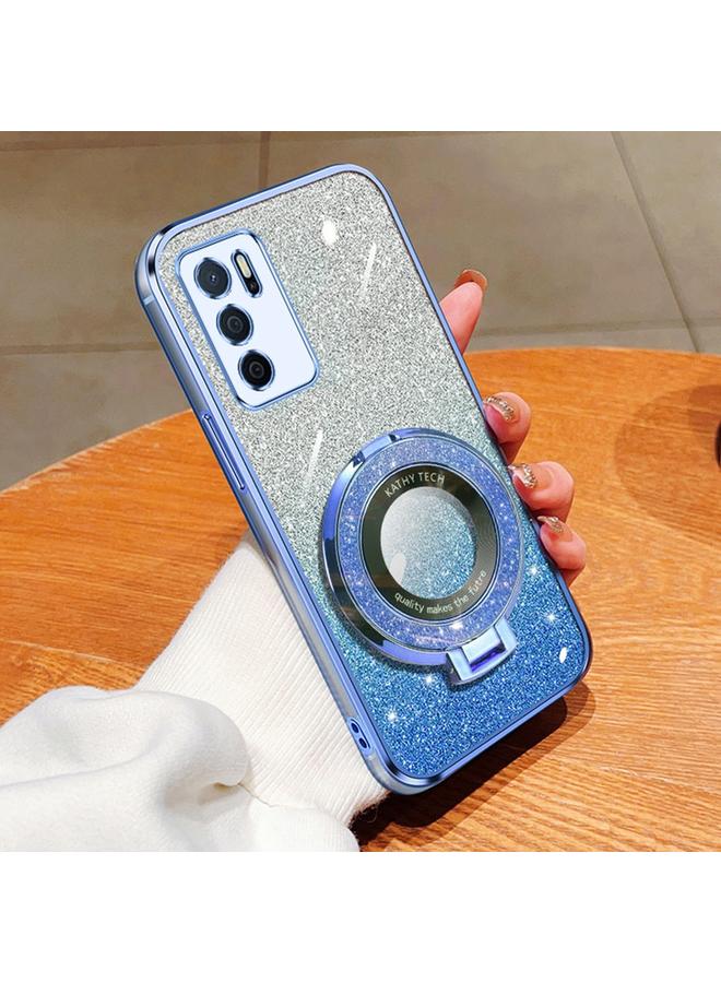 erorex Case For OPPO A16 Plated Gradient Glitter Round Holder TPU Phone Case - Image 1