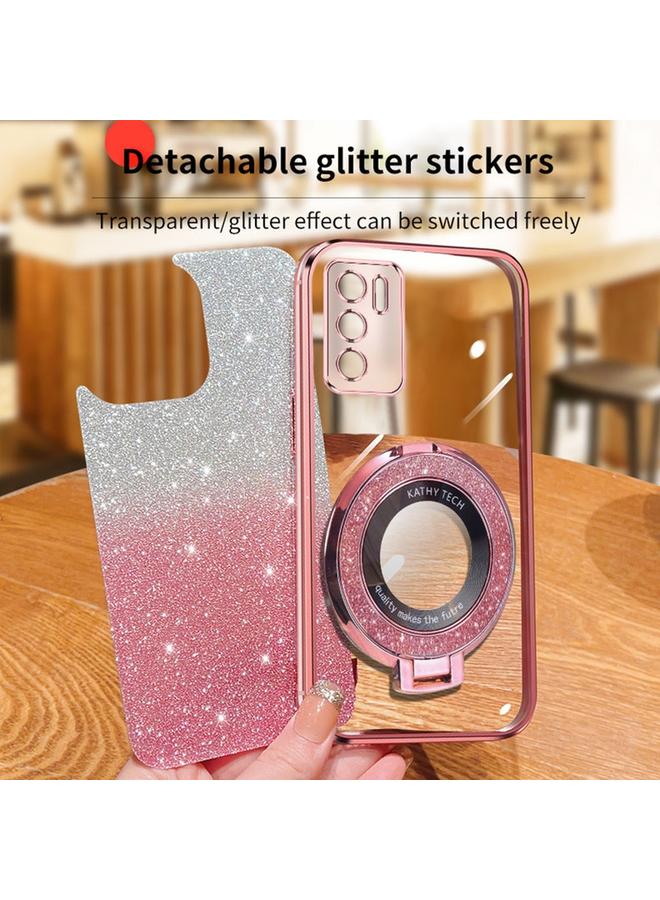 erorex Case For OPPO A16 Plated Gradient Glitter Round Holder TPU Phone Case - Image 4