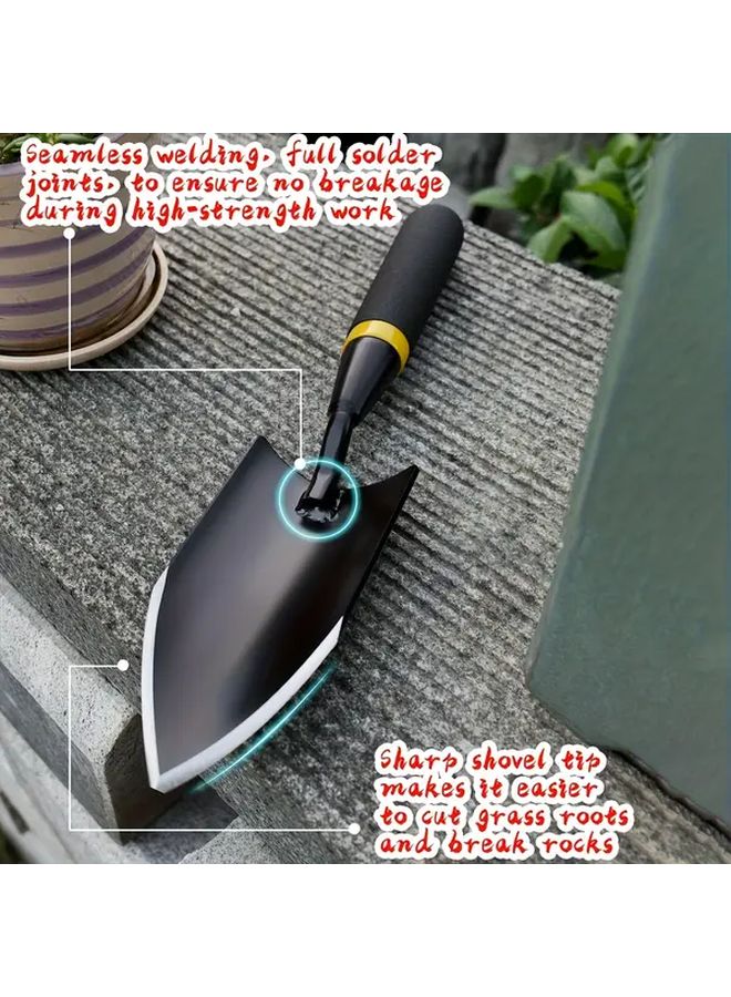 مجرفة حديقة معدنية ثقيلة بمقبض مطاطي مريح للحفر وإزالة الأعشاب والزراعة - Image 2