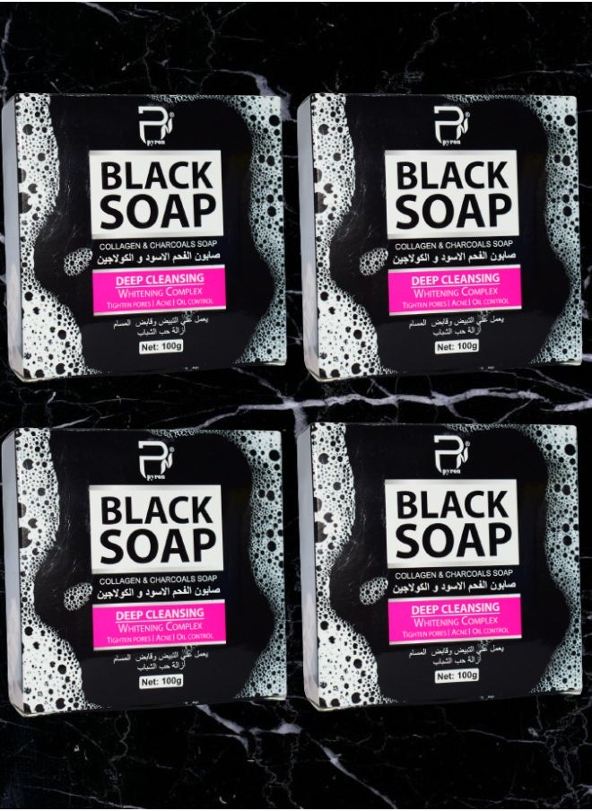 4 Pieces Black Soap Collagen And Charcoal Deep Cleansing Whitening Complex 100g - pzsku/ZB4380D8F8D8901920D2FZ/45/_/1696706672/66a064a7-686f-4ad6-9059-c935eae540e5