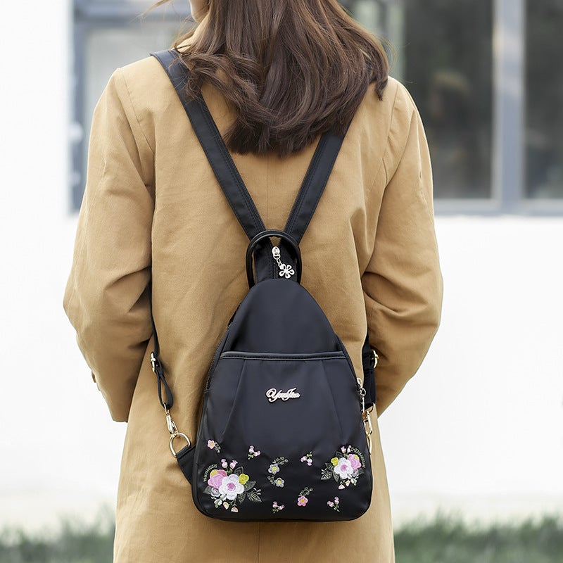 Ethnic Style Backpack Women'S Bag 2023 New Korean Mini Small Backpack All-Match Canvas Nylon Oxford Cloth Chest Bag - Image 2