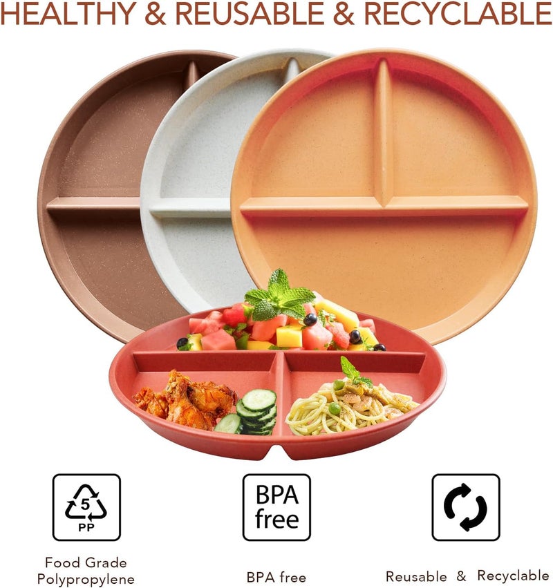 greenandlife أطباق التحكم في الحصص القابلة للكسر 9 إنش 4 قطع من جرين أند لايف للأولاد والكبار آمنة في غسالة الصحون والميكروويف خفيفة الوزن قابلة لإعادة الاستخدام مصنوعة من قش القمح خالية من BPA - Image 4