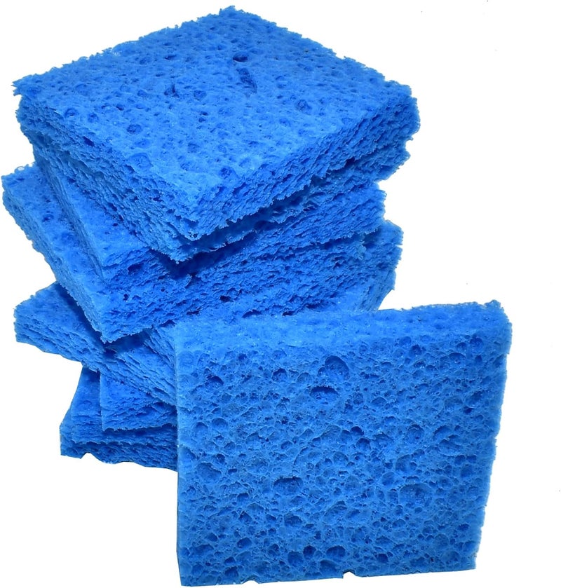 BCQLI 10 Pcs Soldering Iron Special High Temperature Sponge,With Holes 60mm x 60mm x 10mm,Blue - Image 1