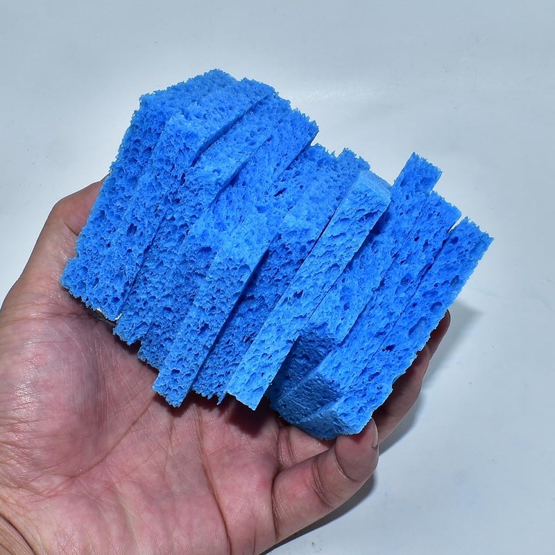 BCQLI 10 Pcs Soldering Iron Special High Temperature Sponge,With Holes 60mm x 60mm x 10mm,Blue - Image 2