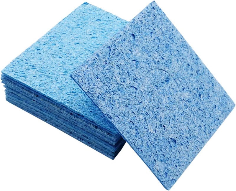 BCQLI 10 Pcs Soldering Iron Special High Temperature Sponge,With Holes 60mm x 60mm x 10mm,Blue - Image 4