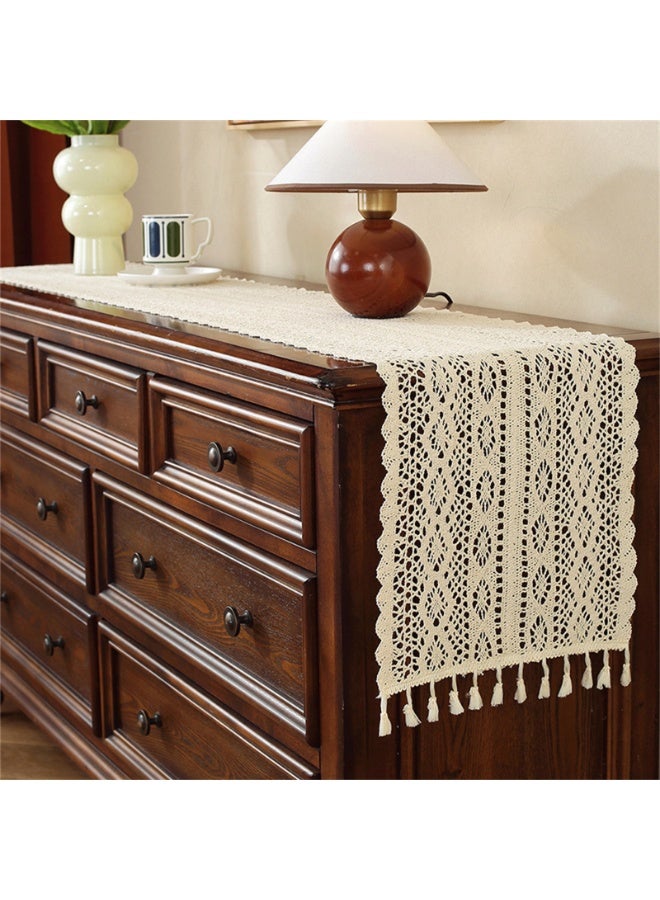 مفرش طاولة كروشيه، مفرش طاولة مكرميه مع شرابات لطاولة المطبخ (24x180 سم) - Image 5