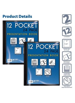 Better Office Products 12 Pocket Bound Presentation Book Black Clear View Front Cover 24 Sheet Protector Pages 8.5" X 11" Sheets By Better Office Products Art Portfolio Durable Poly Covers Letter Size (2 Pack)  - Image 4