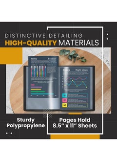 Better Office Products 12 Pocket Bound Presentation Book Black Clear View Front Cover 24 Sheet Protector Pages 8.5" X 11" Sheets By Better Office Products Art Portfolio Durable Poly Covers Letter Size (2 Pack)  - Image 5