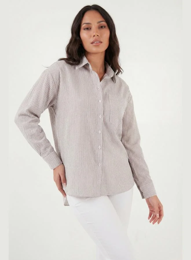 Lela Lela Regular Fit Long-Sleeve Striped Shirt with Pockets Women's SHIRT 6772895