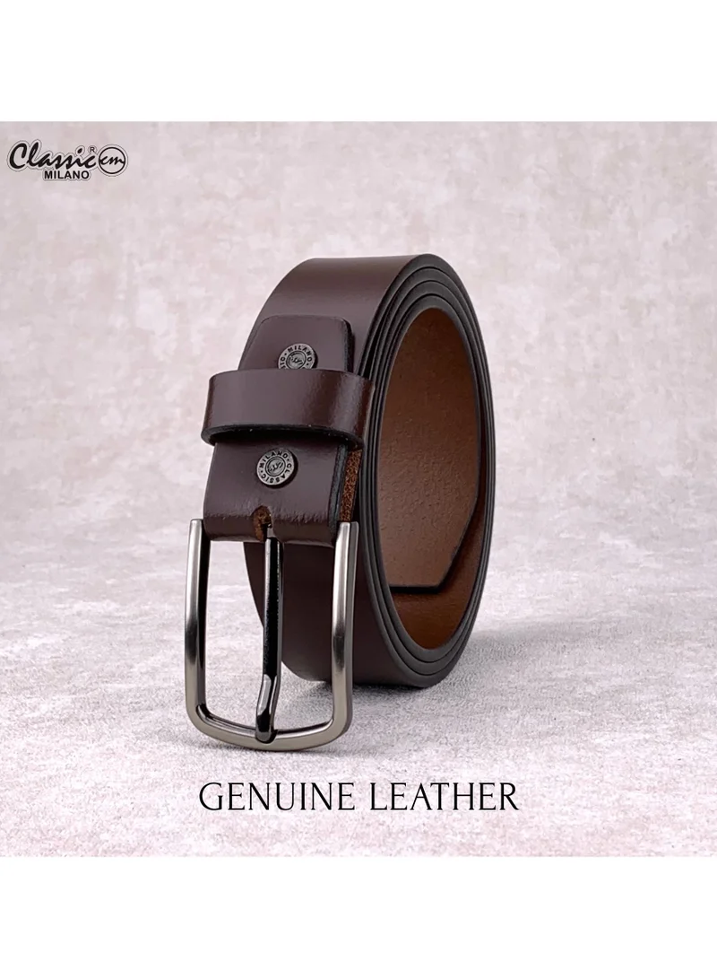 Classic Milano Brown (RHHP-03-A) Classic Milano Genuine Leather Belt for Men – Black Formal Belt Men – Men Belts for Office & Business Wear – Mens Belt Leather with Gift Box for Men | Best Price UAE