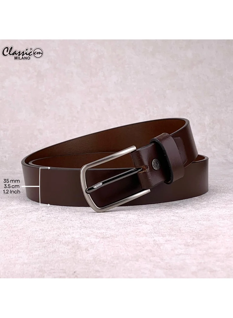 Classic Milano Brown (RHHP-03-A) Classic Milano Genuine Leather Belt for Men – Black Formal Belt Men – Men Belts for Office & Business Wear – Mens Belt Leather with Gift Box for Men | Best Price UAE