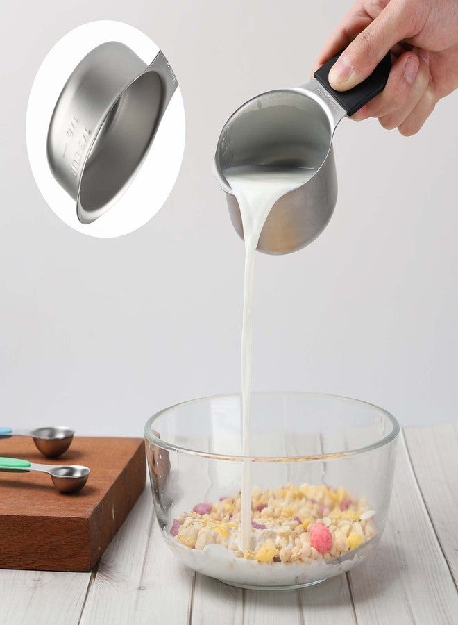 Turewin Magnetic Measuring Cups and Spoons Set Including 7 Stainless Steel Stackable Measuring Cup 8 Double Sided Magnetic Measuring Spoons with 1 Leveler for Dry and Liquid Ingredients (black) - Image 5