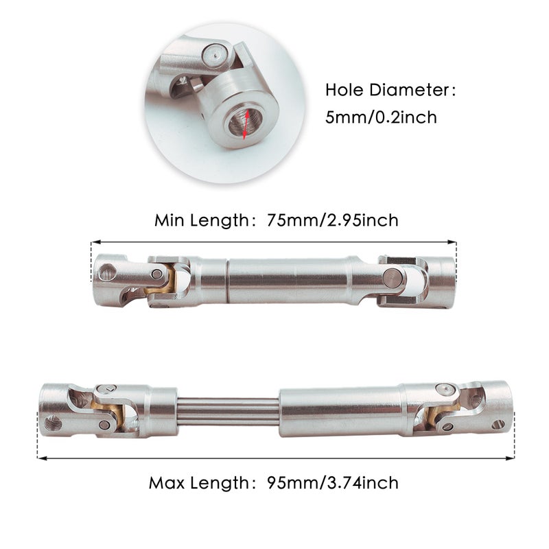 HOPLEX Universal Stainless Steel Drive Shaft Heavy-Duty Driveshafts for Axial SCX10 90046 AXI03007 TRX4 Redcat Gen8 1/10 RC Car Crawler Upgrade 75mm-95mm(1PC) - Image 2